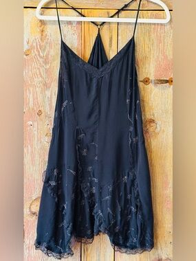 Free People intimately Black Lace-Trim Slip size large